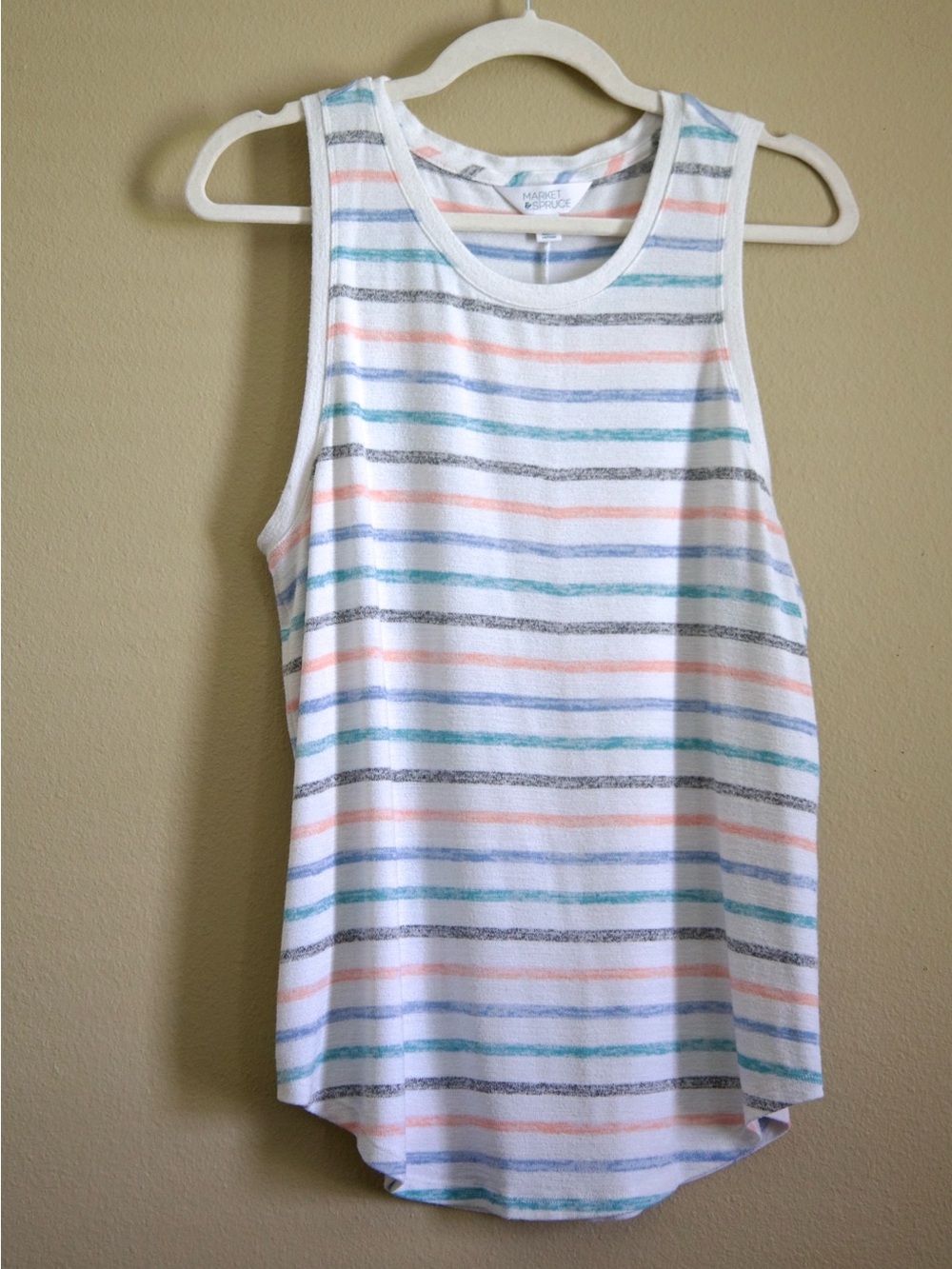 Market & Spruce Pastel Striped Sleeveless Tank Top Large